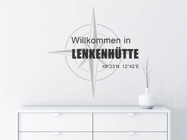 Wandtattoo Willkommen in Lenkenhütte mit den Koordinaten 49°23'N 12°42'E