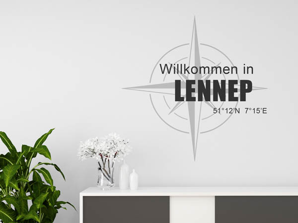 Wandtattoo Willkommen in Lennep mit den Koordinaten 51°12'N 7°15'E