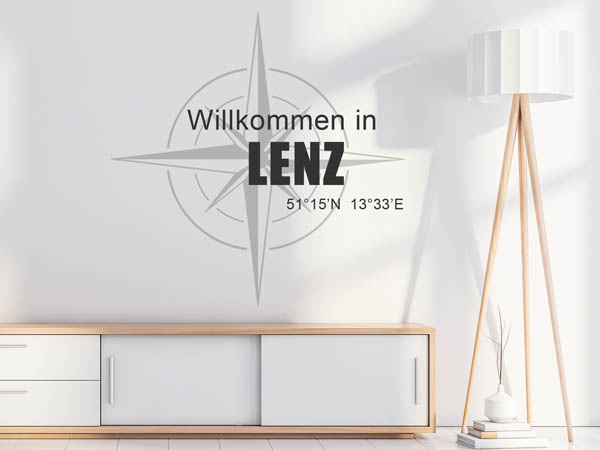 Wandtattoo Willkommen in Lenz mit den Koordinaten 51°15'N 13°33'E