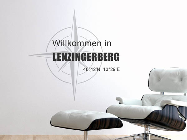 Wandtattoo Willkommen in Lenzingerberg mit den Koordinaten 48°42'N 13°29'E