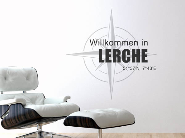 Wandtattoo Willkommen in Lerche mit den Koordinaten 51°37'N 7°43'E