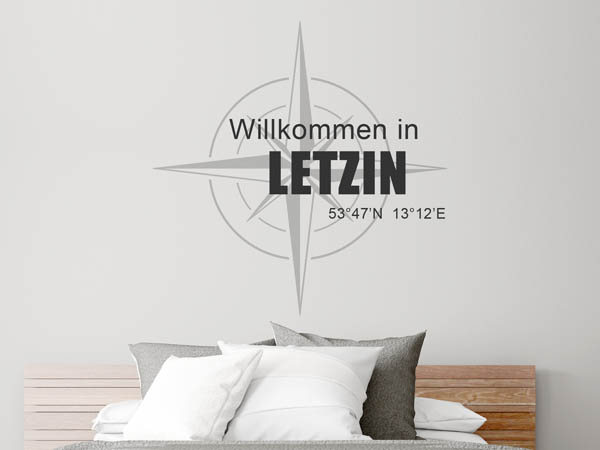 Wandtattoo Willkommen in Letzin mit den Koordinaten 53°47'N 13°12'E