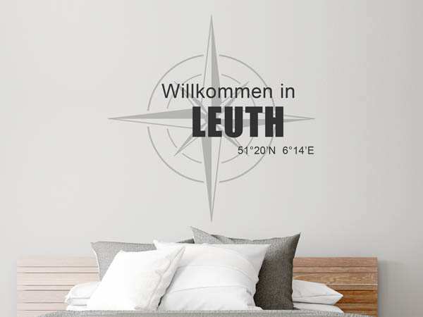 Wandtattoo Willkommen in Leuth mit den Koordinaten 51°20'N 6°14'E