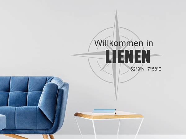 Wandtattoo Willkommen in Lienen mit den Koordinaten 52°9'N 7°58'E