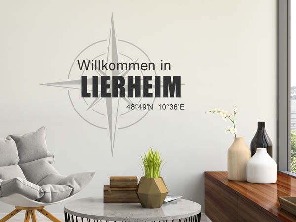 Wandtattoo Willkommen in Lierheim mit den Koordinaten 48°49'N 10°36'E