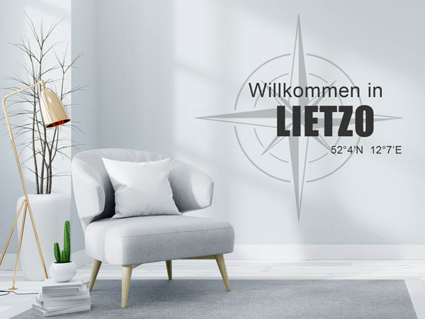 Wandtattoo Willkommen in Lietzo mit den Koordinaten 52°4'N 12°7'E