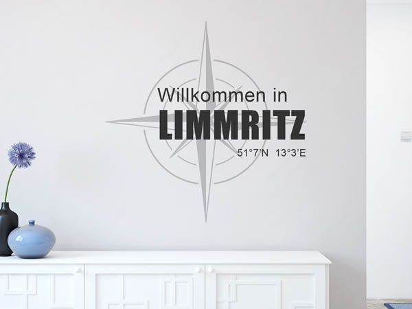 Wandtattoo Willkommen in Limmritz mit den Koordinaten 51°7'N 13°3'E
