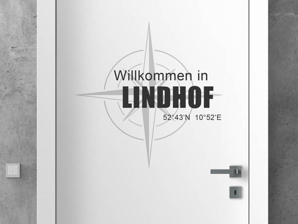 Wandtattoo Willkommen in Lindhof mit den Koordinaten 52°43'N 10°52'E