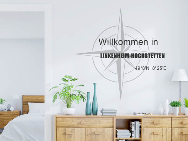 Wandtattoo Willkommen in Linkenheim-Hochstetten mit den Koordinaten 49°8'N 8°25'E