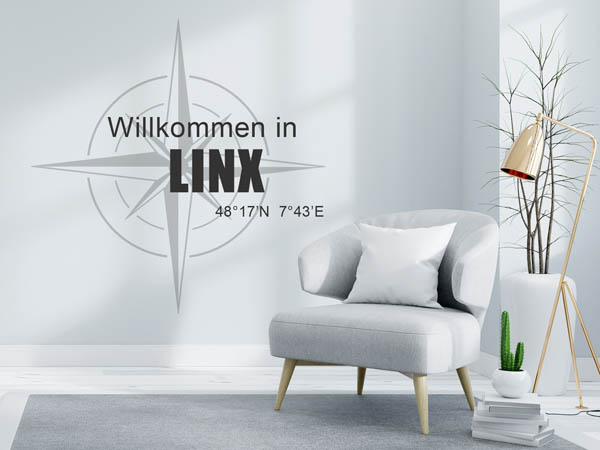 Wandtattoo Willkommen in Linx mit den Koordinaten 48°17'N 7°43'E