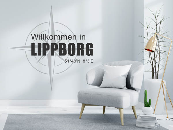 Wandtattoo Willkommen in Lippborg mit den Koordinaten 51°40'N 8°3'E