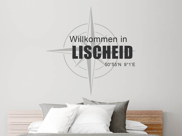 Wandtattoo Willkommen in Lischeid mit den Koordinaten 50°55'N 9°1'E