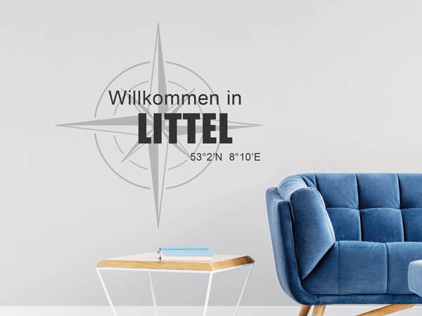 Wandtattoo Willkommen in Littel mit den Koordinaten 53°2'N 8°10'E