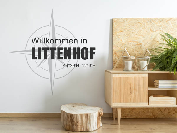 Wandtattoo Willkommen in Littenhof mit den Koordinaten 49°29'N 12°3'E