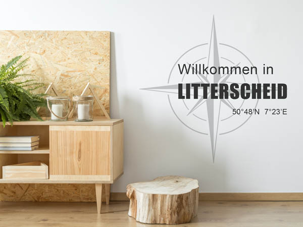 Wandtattoo Willkommen in Litterscheid mit den Koordinaten 50°48'N 7°23'E