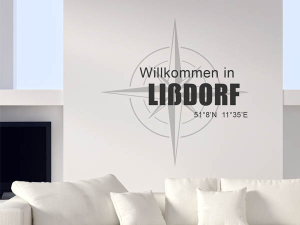 Wandtattoo Willkommen in Lißdorf mit den Koordinaten 51°8'N 11°35'E