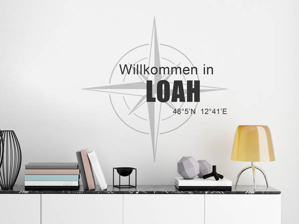 Wandtattoo Willkommen in Loah mit den Koordinaten 48°5'N 12°41'E