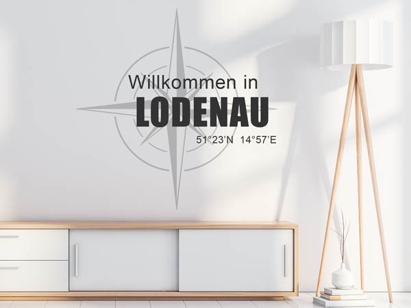 Wandtattoo Willkommen in Lodenau mit den Koordinaten 51°23'N 14°57'E