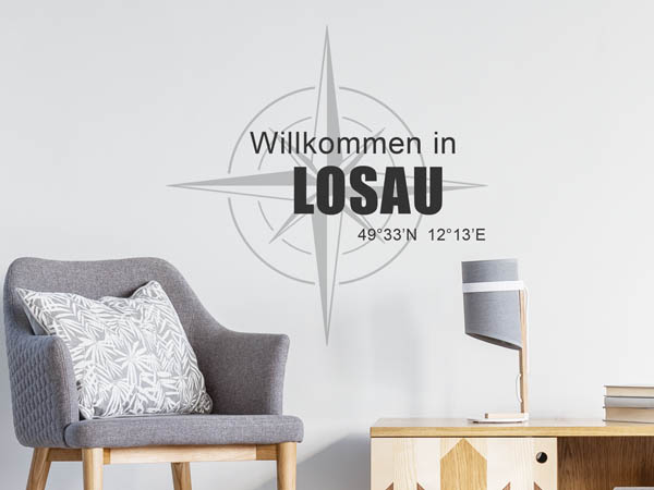Wandtattoo Willkommen in Losau mit den Koordinaten 49°33'N 12°13'E