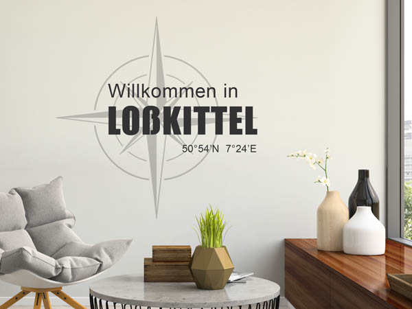 Wandtattoo Willkommen in Loßkittel mit den Koordinaten 50°54'N 7°24'E