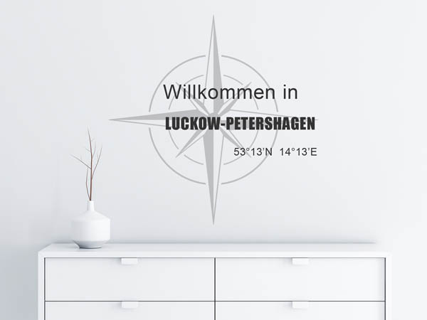 Wandtattoo Willkommen in Luckow-Petershagen mit den Koordinaten 53°13'N 14°13'E