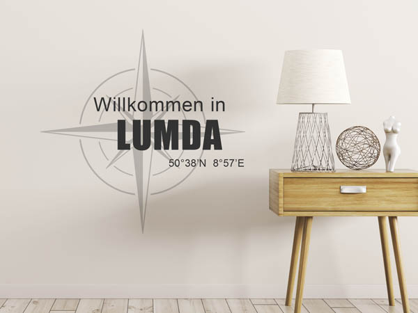 Wandtattoo Willkommen in Lumda mit den Koordinaten 50°38'N 8°57'E