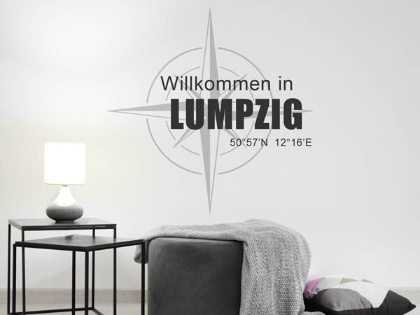 Wandtattoo Willkommen in Lumpzig mit den Koordinaten 50°57'N 12°16'E