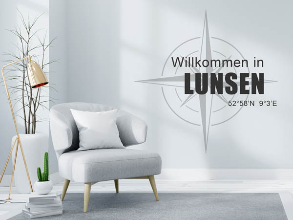 Wandtattoo Willkommen in Lunsen mit den Koordinaten 52°58'N 9°3'E