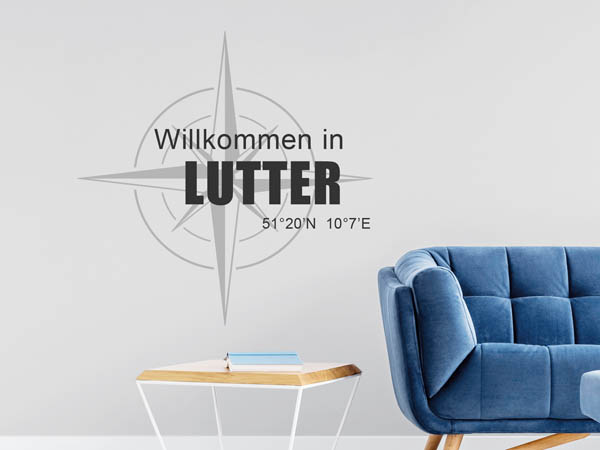 Wandtattoo Willkommen in Lutter mit den Koordinaten 51°20'N 10°7'E