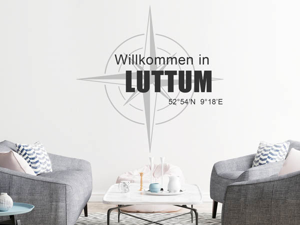 Wandtattoo Willkommen in Luttum mit den Koordinaten 52°54'N 9°18'E