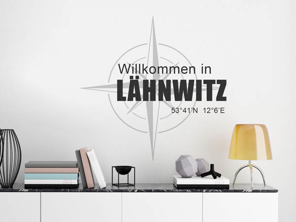 Wandtattoo Willkommen in Lähnwitz mit den Koordinaten 53°41'N 12°6'E
