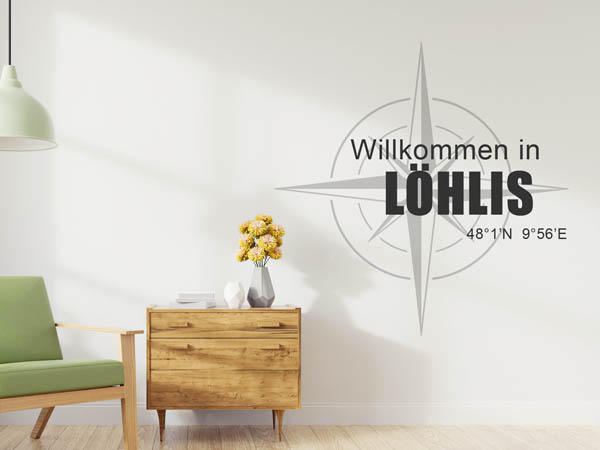 Wandtattoo Willkommen in Löhlis mit den Koordinaten 48°1'N 9°56'E