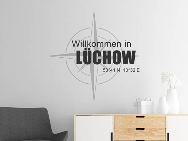 Wandtattoo Willkommen in Lüchow mit den Koordinaten 53°41'N 10°32'E