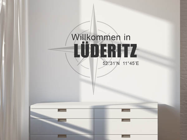 Wandtattoo Willkommen in Lüderitz mit den Koordinaten 52°31'N 11°45'E