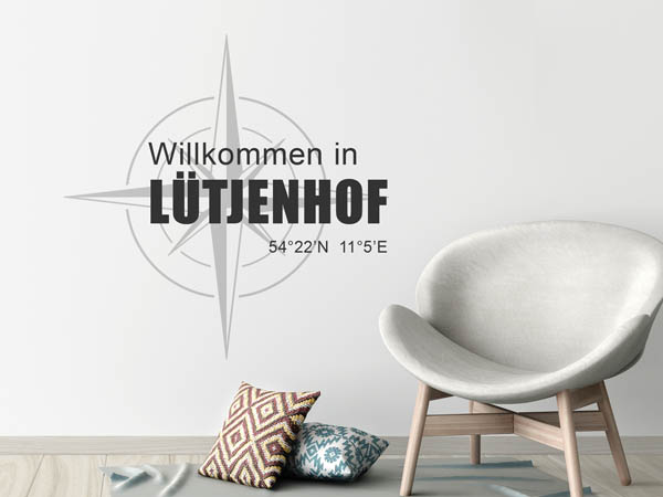 Wandtattoo Willkommen in Lütjenhof mit den Koordinaten 54°22'N 11°5'E
