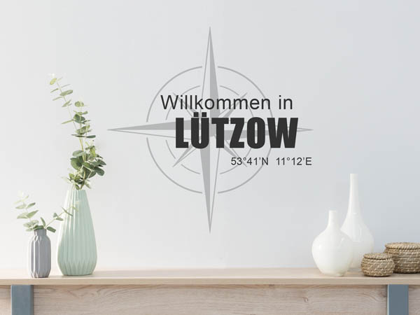 Wandtattoo Willkommen in Lützow mit den Koordinaten 53°41'N 11°12'E