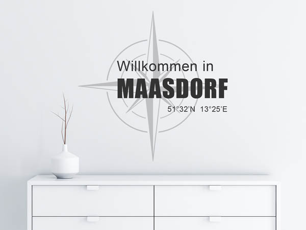 Wandtattoo Willkommen in Maasdorf mit den Koordinaten 51°32'N 13°25'E