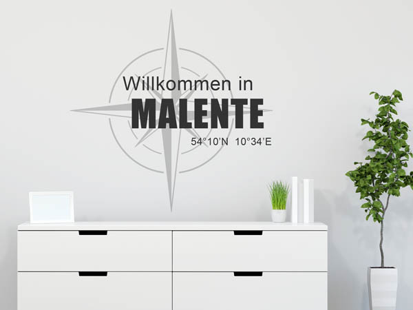 Wandtattoo Willkommen in Malente mit den Koordinaten 54°10'N 10°34'E