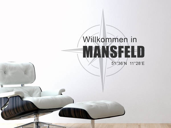 Wandtattoo Willkommen in Mansfeld mit den Koordinaten 51°36'N 11°28'E