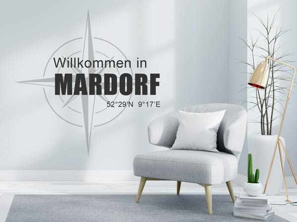Wandtattoo Willkommen in Mardorf mit den Koordinaten 52°29'N 9°17'E