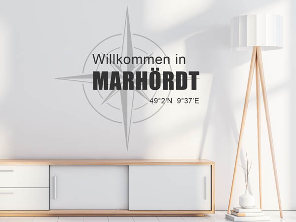 Wandtattoo Willkommen in Marhördt mit den Koordinaten 49°2'N 9°37'E