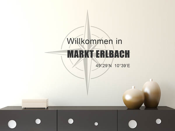 Wandtattoo Willkommen in Markt Erlbach mit den Koordinaten 49°29'N 10°39'E