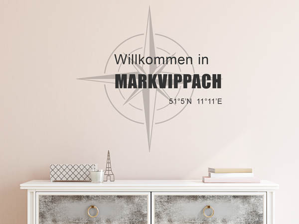 Wandtattoo Willkommen in Markvippach mit den Koordinaten 51°5'N 11°11'E