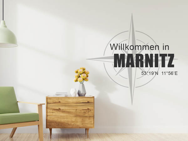 Wandtattoo Willkommen in Marnitz mit den Koordinaten 53°19'N 11°56'E