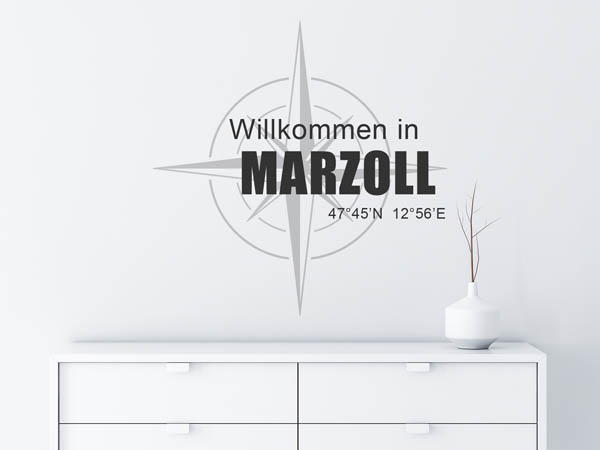 Wandtattoo Willkommen in Marzoll mit den Koordinaten 47°45'N 12°56'E