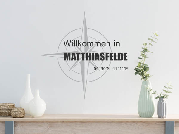 Wandtattoo Willkommen in Matthiasfelde mit den Koordinaten 54°30'N 11°11'E