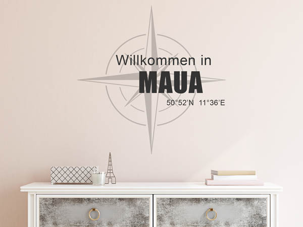 Wandtattoo Willkommen in Maua mit den Koordinaten 50°52'N 11°36'E