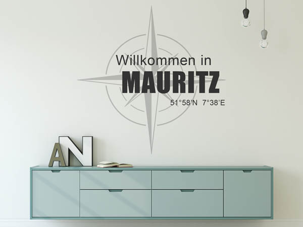 Wandtattoo Willkommen in Mauritz mit den Koordinaten 51°58'N 7°38'E