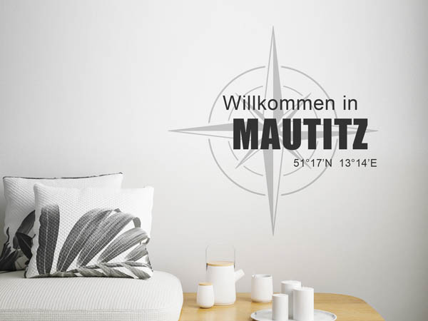 Wandtattoo Willkommen in Mautitz mit den Koordinaten 51°17'N 13°14'E