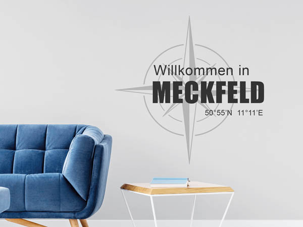 Wandtattoo Willkommen in Meckfeld mit den Koordinaten 50°55'N 11°11'E